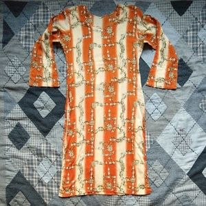 Vintage Handmade Floral Stripe Indian Tunic Kurti